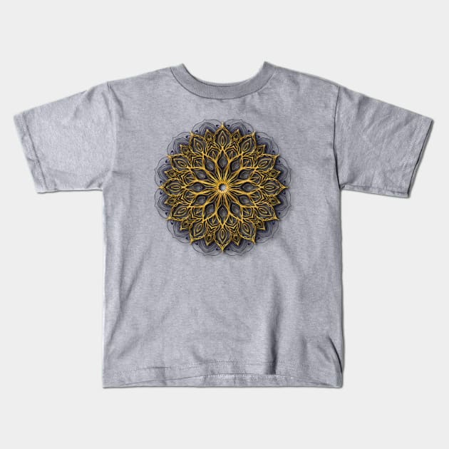 Luxury golden mandala Kids T-Shirt by Mako Design 